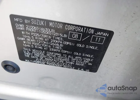 2012 Suzuki Grand Vitara Premium from USA, damaged, VIN JS3TE0D26C4100161